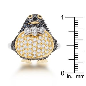 Jet Black Cubic Zirconia Penguin Ring - Image 3