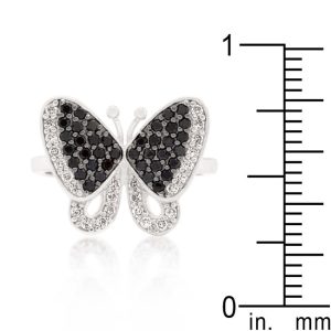 Black and White Cubic Zirconia Butterfly Ring - Image 3
