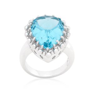 Solitaire Blue Topaz Cocktail Ring - Image 3