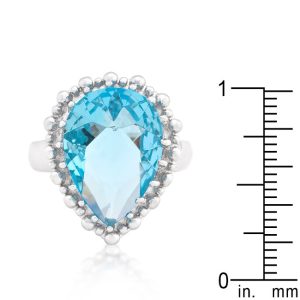 Solitaire Blue Topaz Cocktail Ring - Image 2