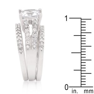 Princess Cut Cubic Zirconia Triple Bridal Set - Image 4