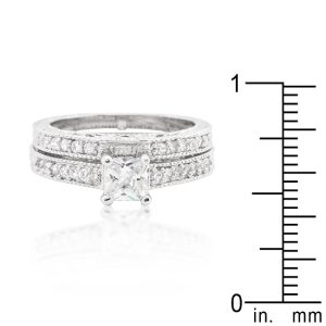 Princess Cut Filigree Bridal Ring Set - Image 3
