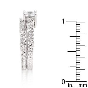 Princess Cut Filigree Bridal Ring Set - Image 4