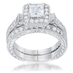 Art Deco Princess Cut Bridal Set - Image 2
