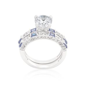 Clear and Tanzanite Cubic Zirconia Ring Set - Image 2