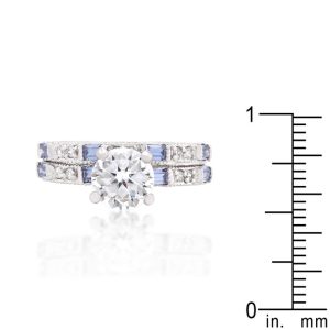 Clear and Tanzanite Cubic Zirconia Ring Set - Image 3