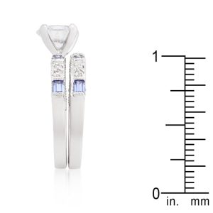 Clear and Tanzanite Cubic Zirconia Ring Set - Image 4