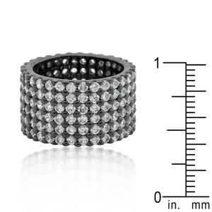 Hematite Wide Pave Cubic Zirconia Ring - Image 3