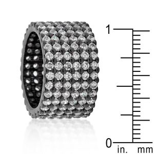 Hematite Wide Pave Cubic Zirconia Ring - Image 4