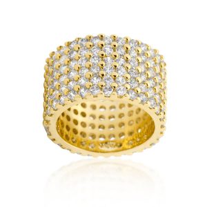 Goldtone Finishd Wide Pave Cubic Zirconia Ring - Image 2