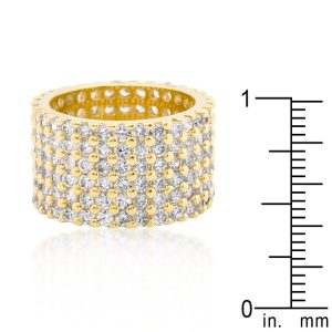 Goldtone Finishd Wide Pave Cubic Zirconia Ring - Image 3