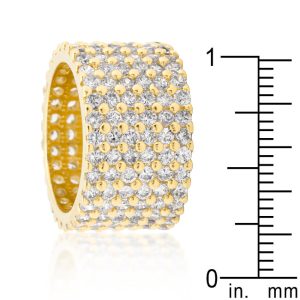 Goldtone Finishd Wide Pave Cubic Zirconia Ring - Image 4