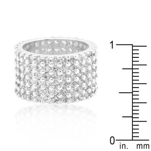 Rhodium Plated Finishd Wide Pave Cubic Zirconia Ring - Image 3