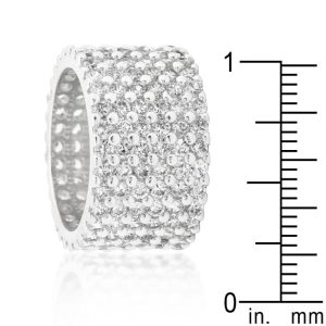 Rhodium Plated Finishd Wide Pave Cubic Zirconia Ring - Image 4