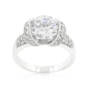 Tension Set Cubic Zirconia Engagement Ring - Image 2