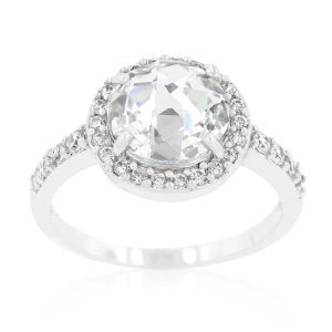 Halo Style Faceted Engagement Ring - Image 2