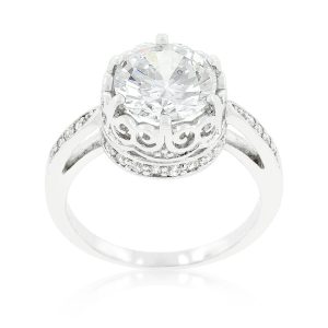 Royal Crest Filigree Cubic Zirconia Ring - Image 2