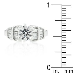 Tapered Baguette Cubic Zirconia Engagement Ring - Image 3