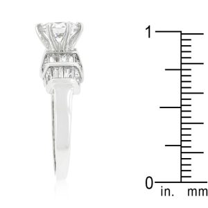 Tapered Baguette Cubic Zirconia Engagement Ring - Image 4