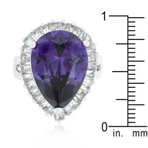 Cubic Zirconia Purple and Clear Cocktail Ring - Image 3