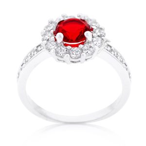 Ruby Red Halo Engagement Ring - Image 2