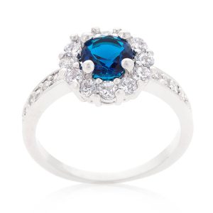 Sapphire Blue Halo Engagement Ring - Image 2