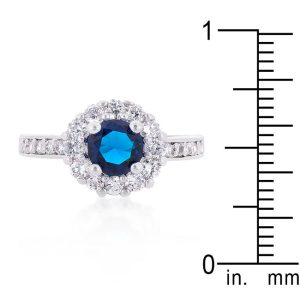 Sapphire Blue Halo Engagement Ring - Image 3