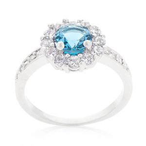 Bella Birthstone Engagement Ring in Blue - Image 2