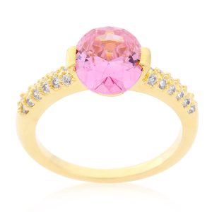 Pink Oval Cubic Zirconia Engagement Ring - Image 2