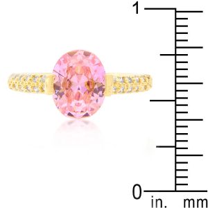 Pink Oval Cubic Zirconia Engagement Ring - Image 3