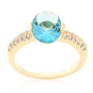 Aqua Oval Cubic Zirconia Engagement Ring - Image 2