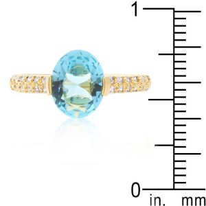 Aqua Oval Cubic Zirconia Engagement Ring - Image 3