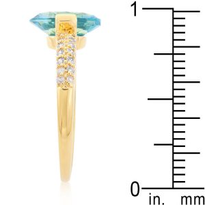 Aqua Oval Cubic Zirconia Engagement Ring - Image 4