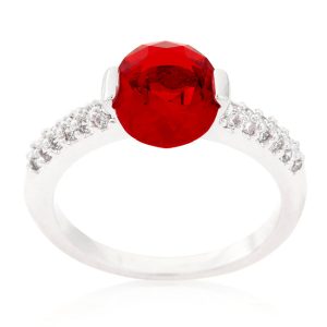 Red Oval Cubic Zirconia Engagement Ring - Image 2