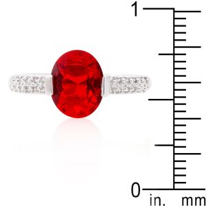 Red Oval Cubic Zirconia Engagement Ring - Image 3