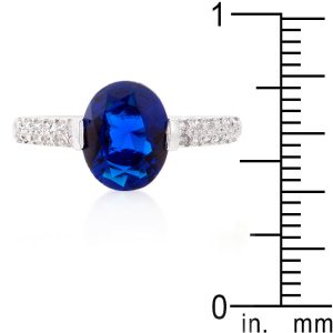 Blue Oval Cubic Zirconia Engagement Ring - Image 3