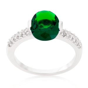 Green Oval Cubic Zirconia Engagement Ring - Image 2