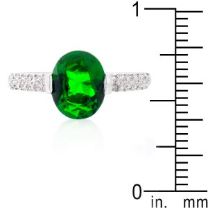 Green Oval Cubic Zirconia Engagement Ring - Image 3