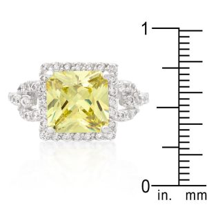 Halo Style Princess Cut Peridot Cocktail Ring - Image 3