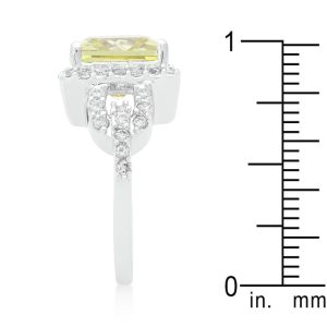Halo Style Princess Cut Peridot Cocktail Ring - Image 4