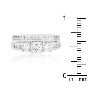 Three Stone Wedding Ring Set - Image 3