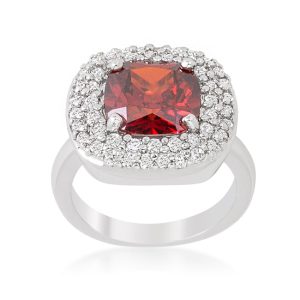 Micropave Red Bridal Cocktail Ring - Image 2