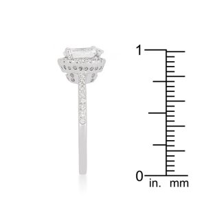 Oval-Cut Floating Halo Cubic Zirconia Engagement Ring - Image 4