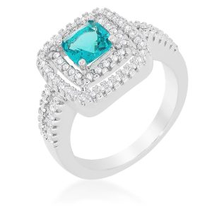 Micro-Pave Aqua Vintage Ring - Image 4