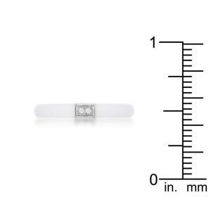 White Ceramic Band Ring With Cubic Zirconia - Image 2