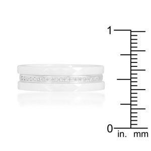 White Ceramic Triplet Ring With Cubic Zirconia - Image 2