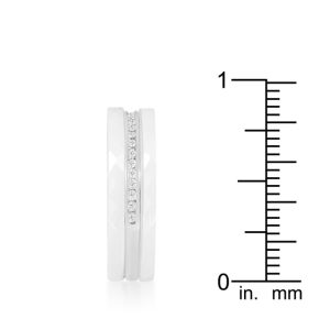 White Ceramic Triplet Ring With Cubic Zirconia - Image 3