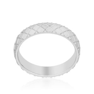 Textured Stainless Steel Band Ring - Image 2