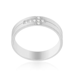 Band Ring with Cubic Zirconia Cross Design - Image 2