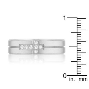 Band Ring with Cubic Zirconia Cross Design - Image 3